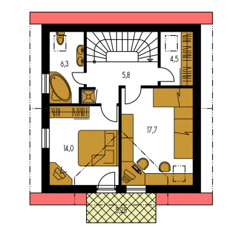 Image miroir | Plan de sol du premier étage - KOMPAKT 39